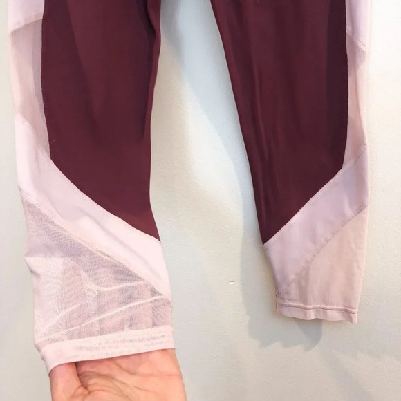 Athleta High Waist Mauve Pink Mesh Cropped Athletic Athleisure Leggings Small - Picture 3 of 9